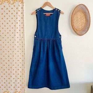 Vintage 90s American Eagle Denim Jumper Dress USA Made Cotton Pinafore
